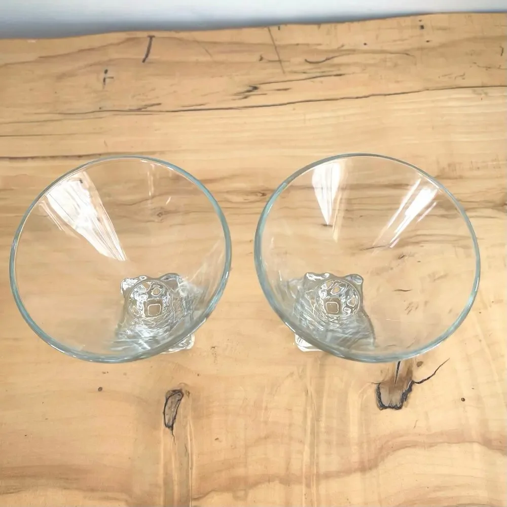 Vtg 60s Di Saronno Ice Cube Martini Glasses Rocks Bareware Cocktail Melting Ice